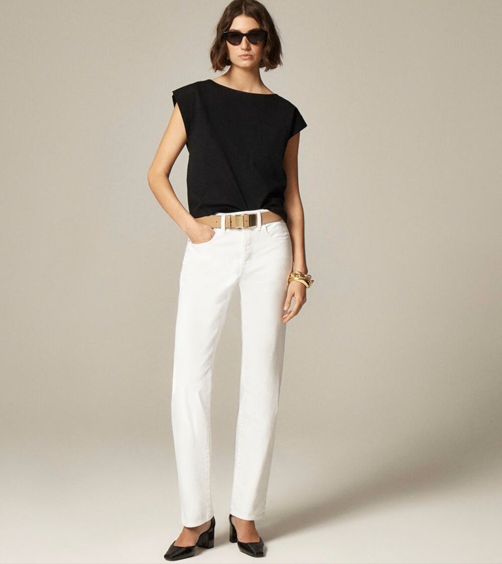 J.Crew 1984 Rigid Tall Slouchy Jeans WMNS 28T White Denim High Rise Button Fly